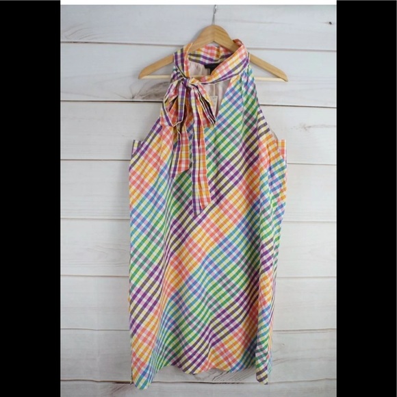 J. Crew rainbow gingham checkered dress - Picture 3 of 4